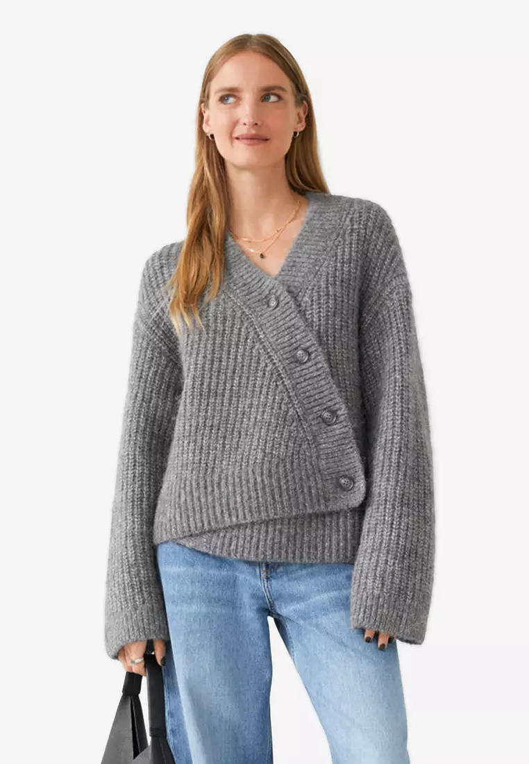 Asymmetrical overlap hotsell cardigan