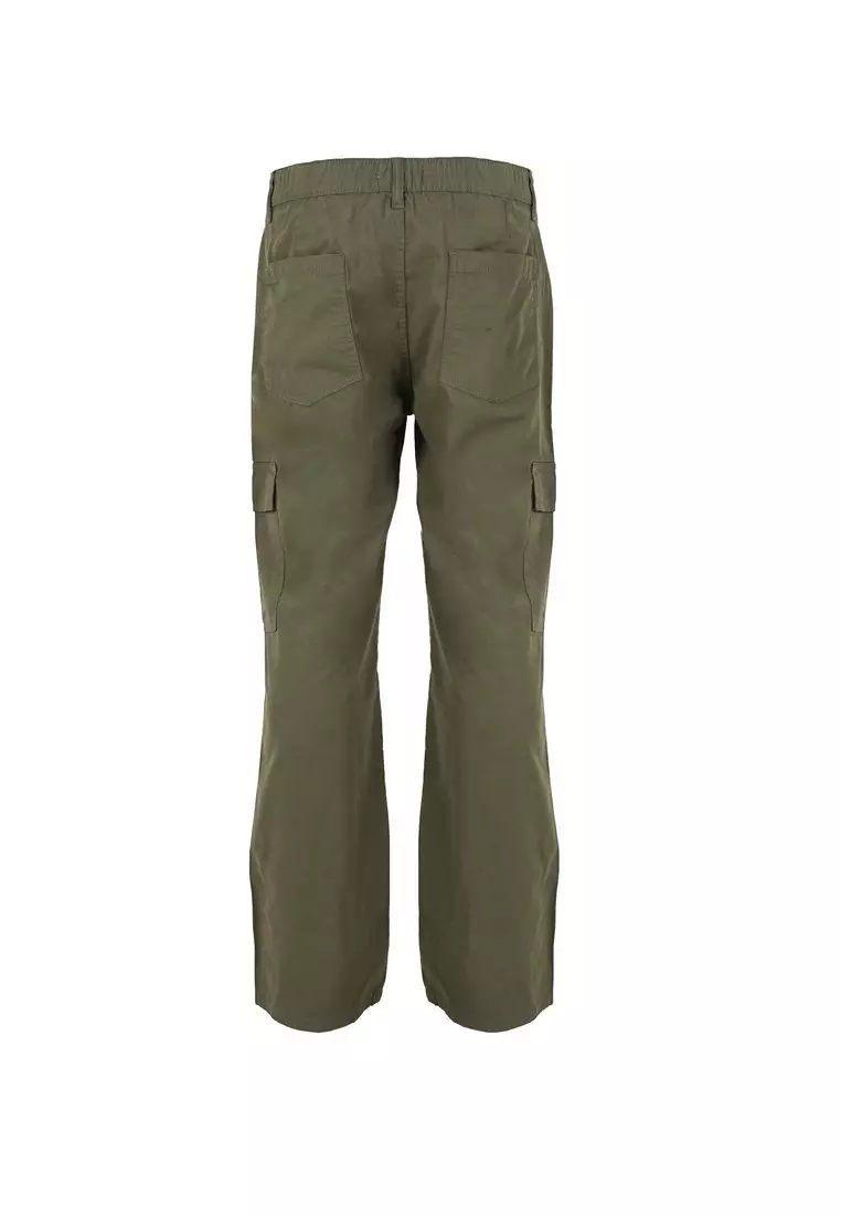 3Second Women's Long Cargo Pants Loose Fit Cotton Twill Cargo On OL-C041024