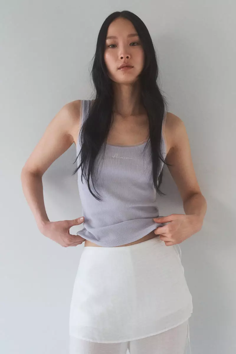 Mesh-trimmed vest top