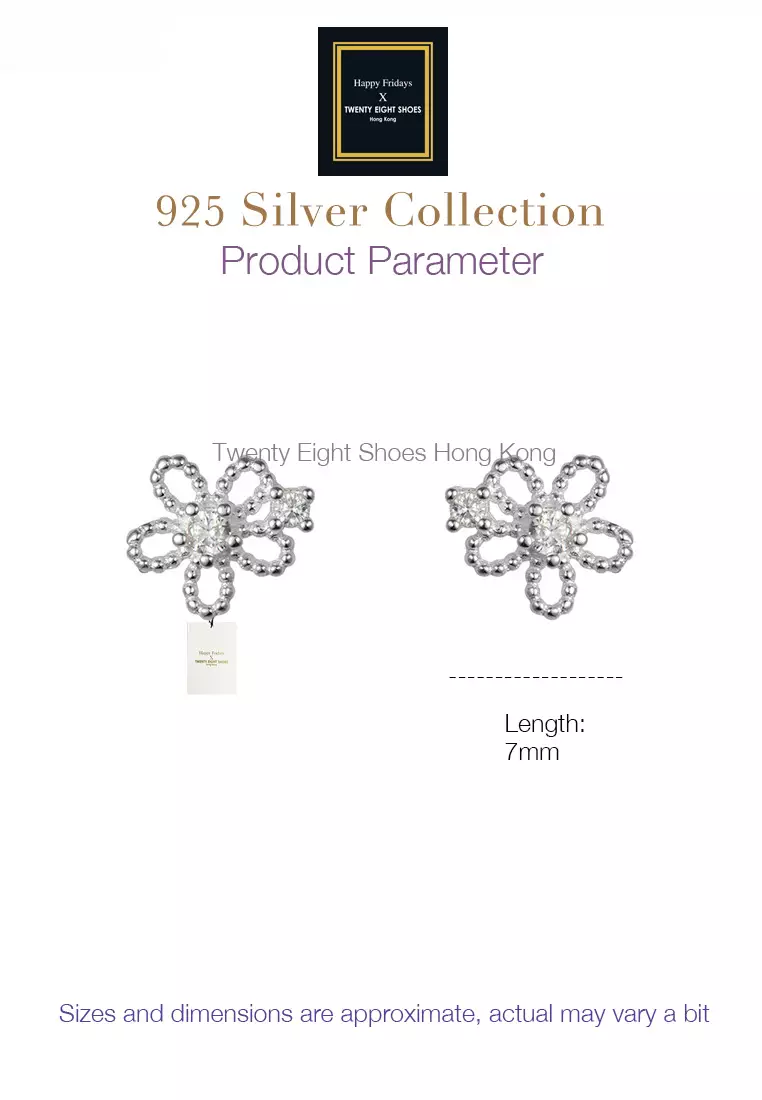 925 Silver Zircon Floral Earrings JW AR-M04087