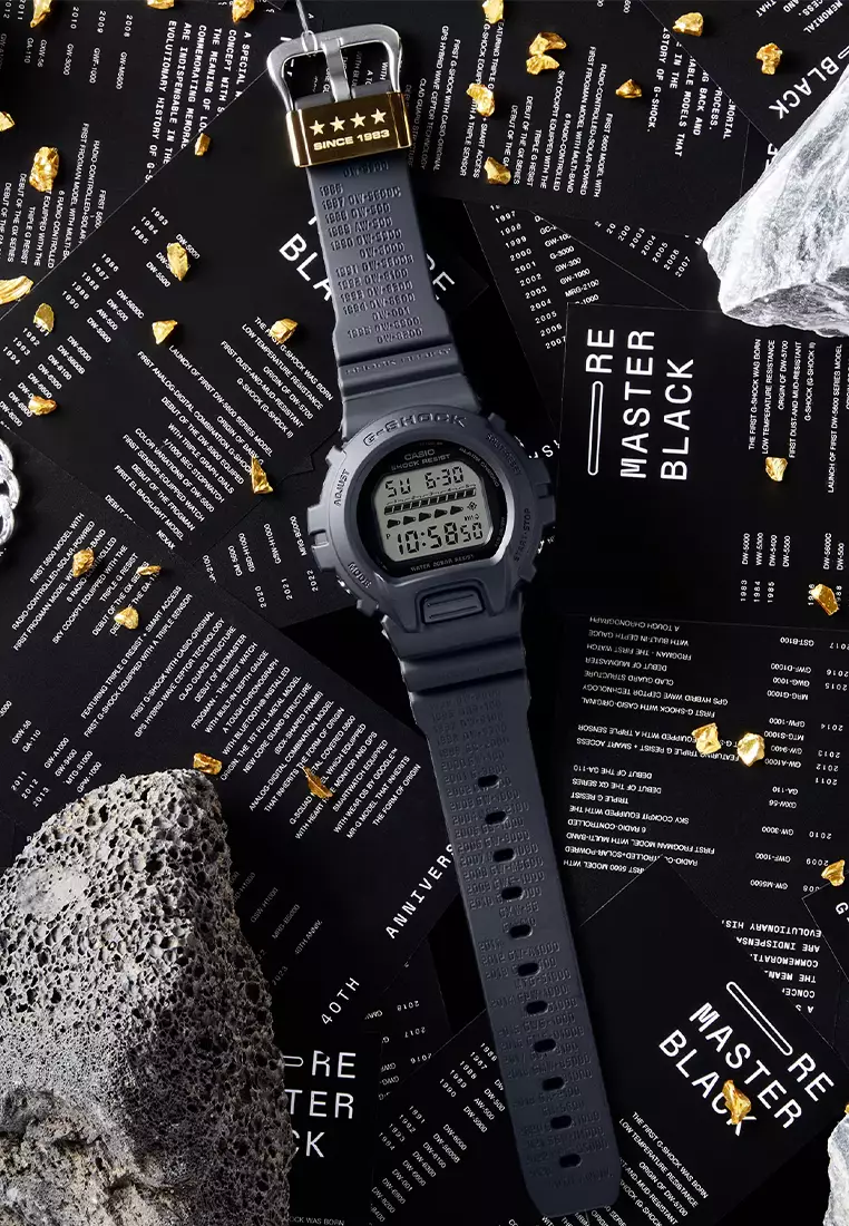 G-SHOCK 40th Anniversary REMASTER BLACK - Jam Tangan Digital Pria - DW-6640RE-1D