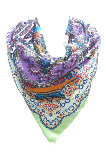 San Marco green and multi Paisley Poly-Cotton Square Scarf Green BD6D4AA2448C84GS_1