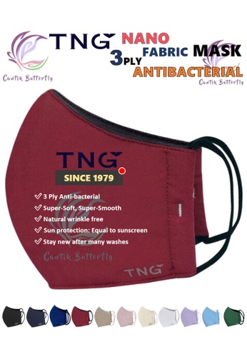 Cantik Butterfly TNG 3 Ply Antibacterial Nano Fabric Mask Reusable (Maroon) Set of 5 96D17ESF5C8F33GS_1