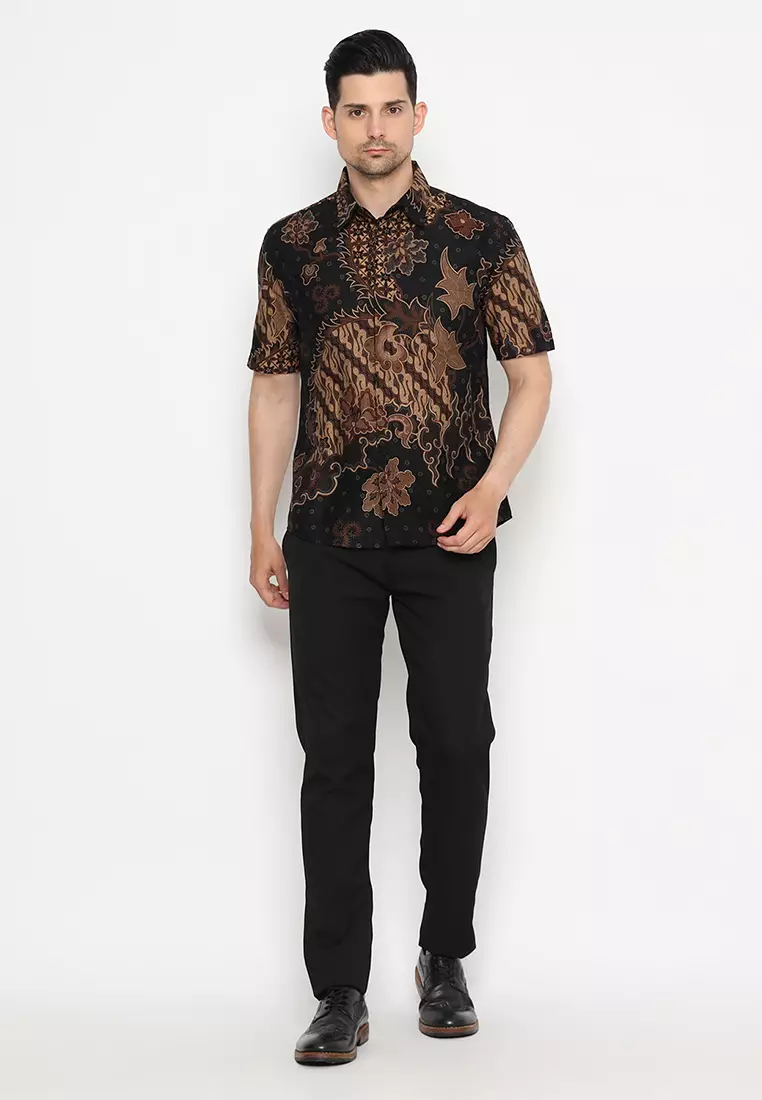 Kemeja Batik Slimfit Anargya Lengan Pendek - Black