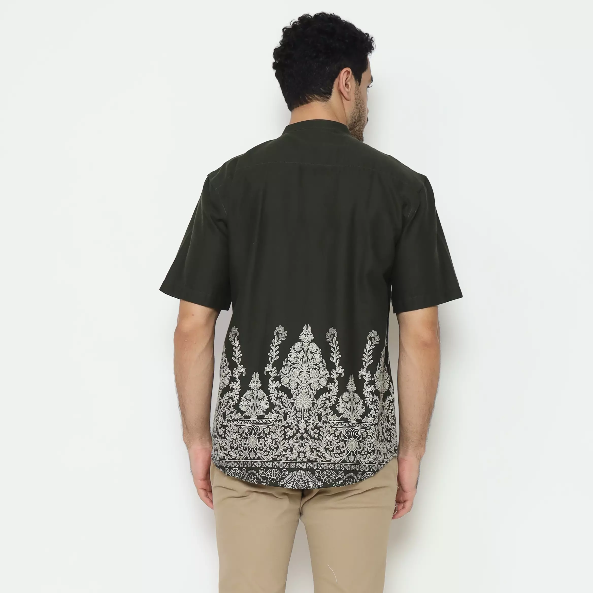 AMK Kemeja Koko Pria Lengan Pendek KK Hasan S/S Olive