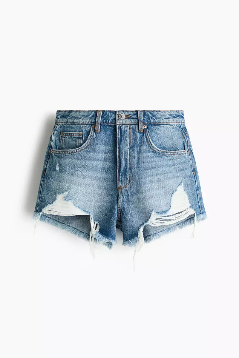 Worn-look denim shorts