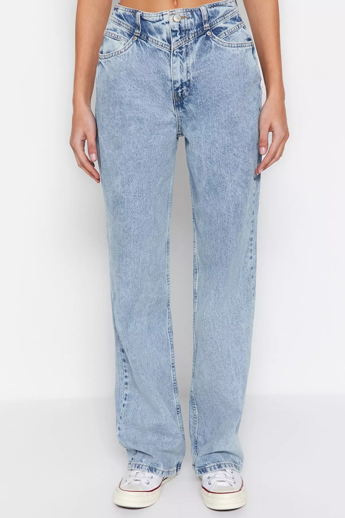 Waist Detail High Waist 90's Wide Leg Jeans