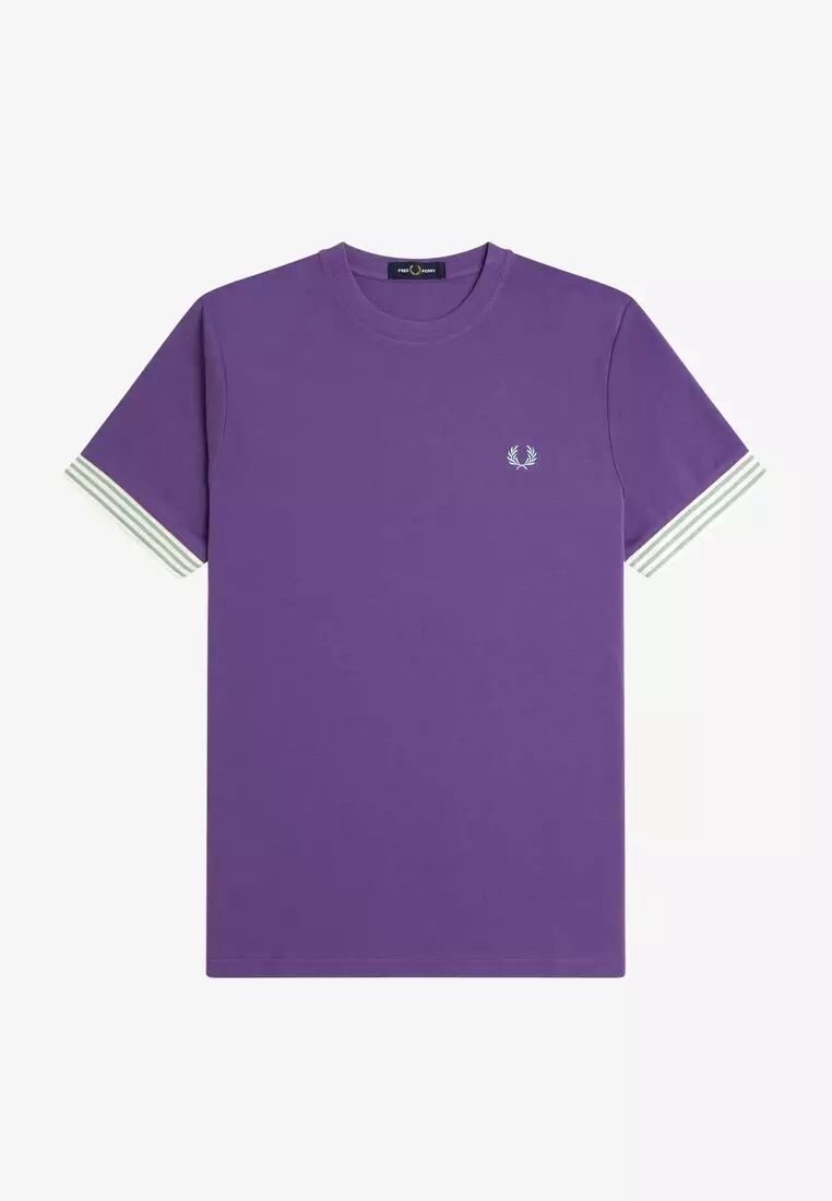 Fred Perry M7707 Striped Cuff T-Shirt (AMETHYST)