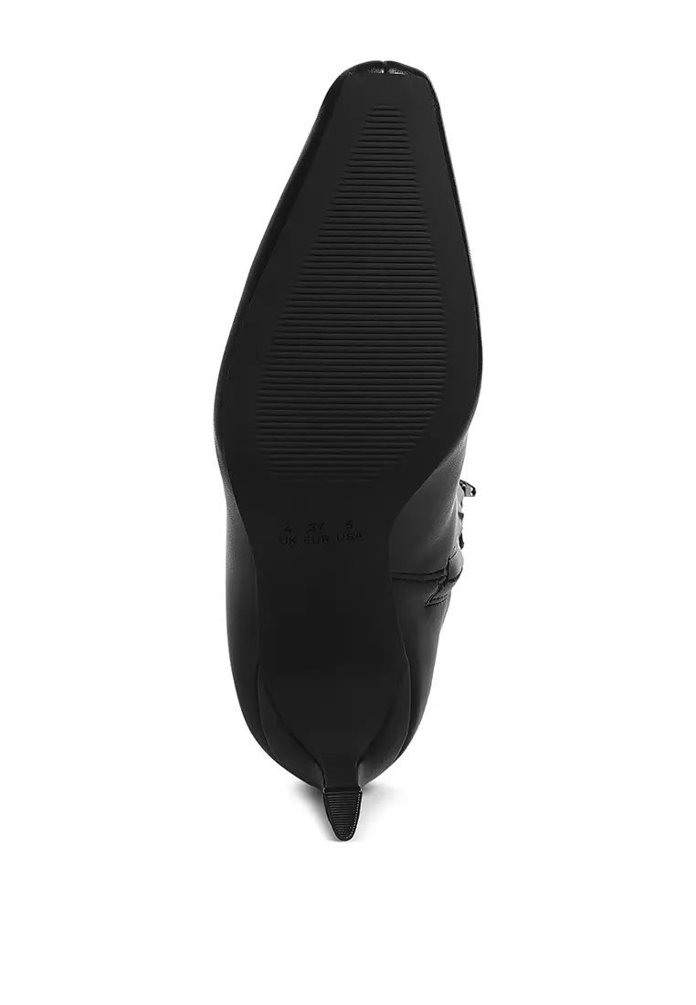 Kitten Heel Long Boots in Black