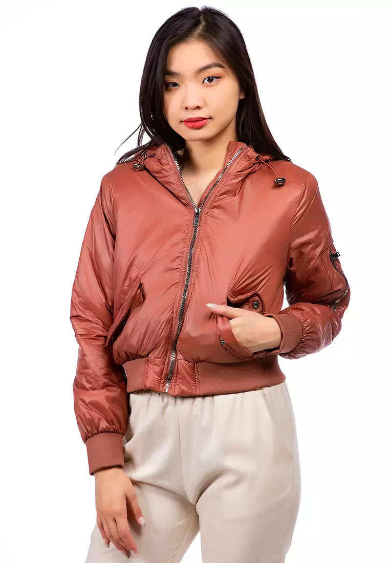Buy London Rag Bomber Jacket With Hoodie in Cognac 2024 Online