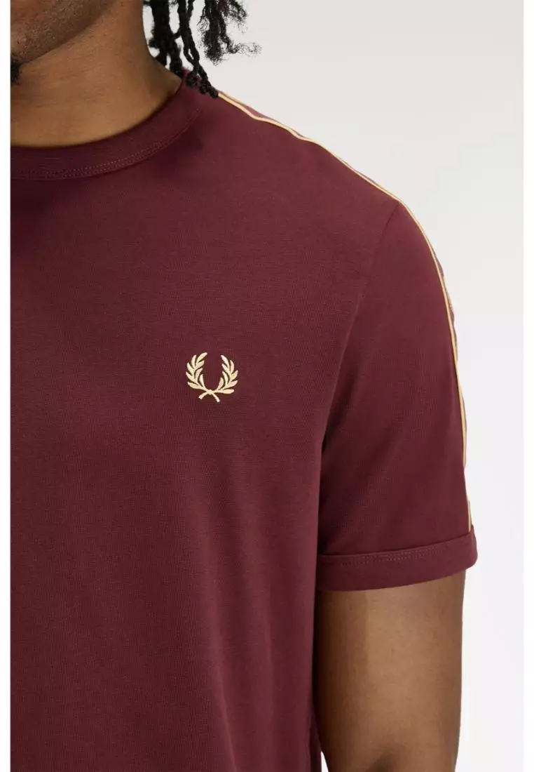 Fred Perry M4613 Contrast Tape Ringer T-Shirt (Oxblood / Champagne)