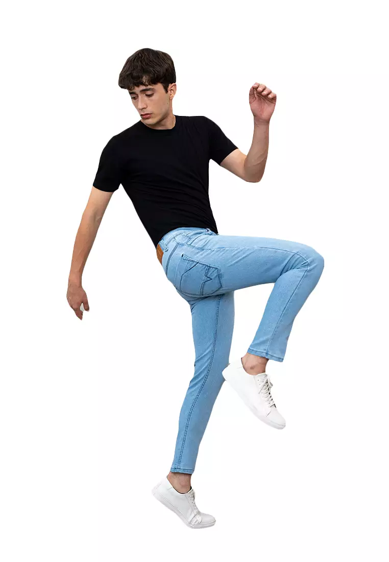 Celana panjang Jeans Slim Fit biru muda denim pants pria houseofcuff