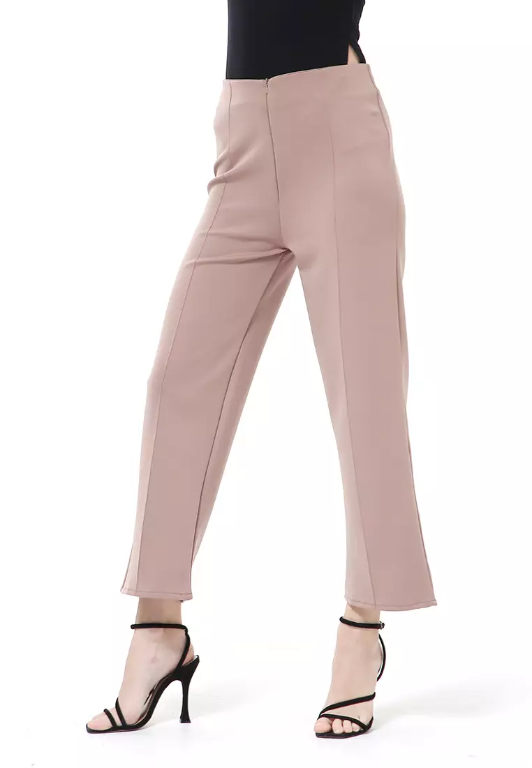 Stella Celana Kerja Wanita Long Pants Kulot Simple Design Material Scuba ORIGINAL - Mocca