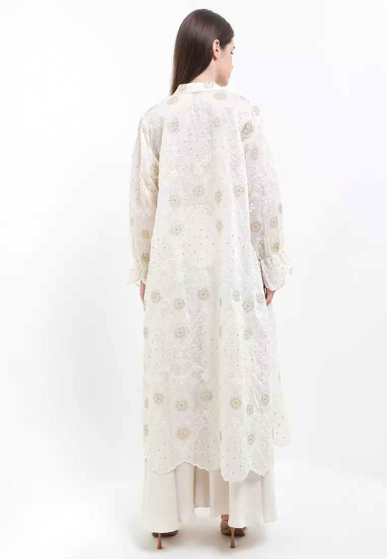 Mandarin Collar Full Emb Chiffon Outer
