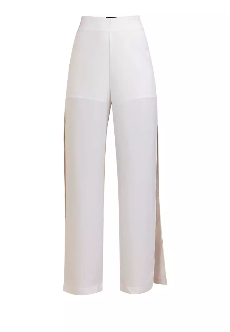 White palazzo pants clearance with slits