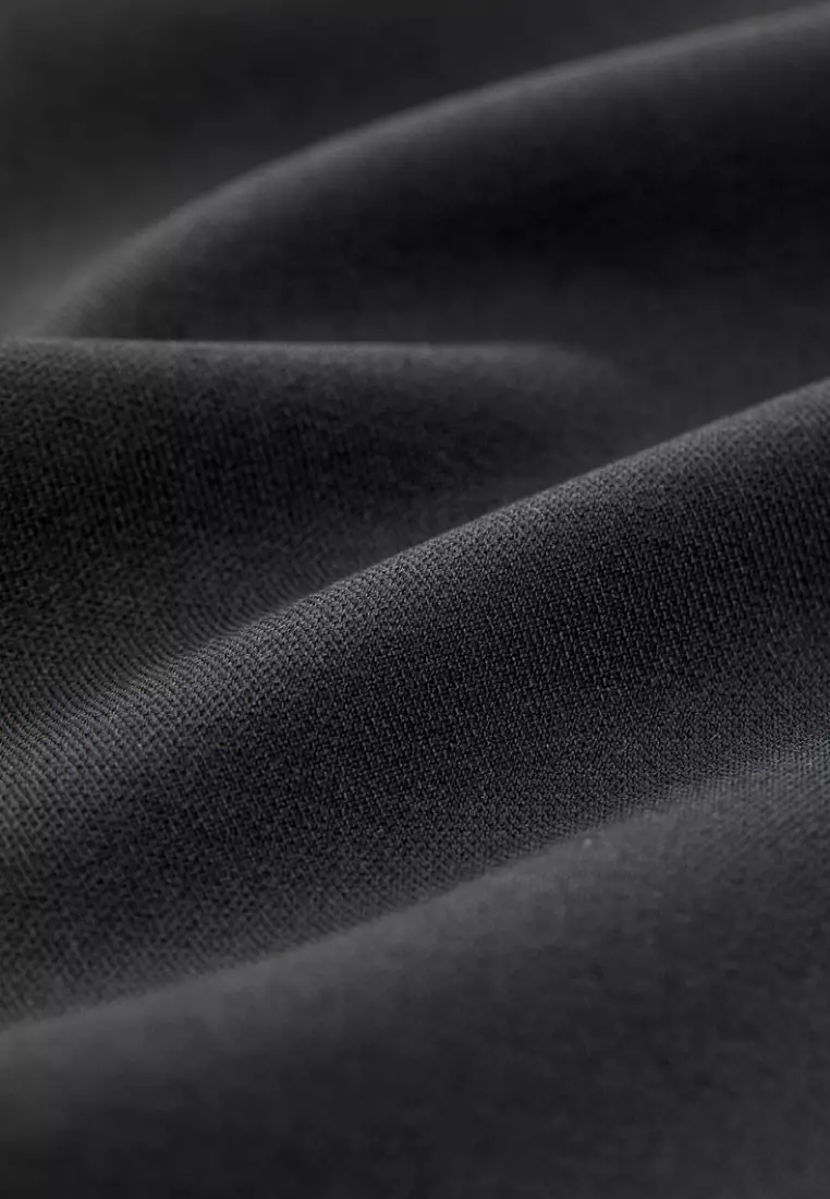 Black Front Pleat Straight Skirt