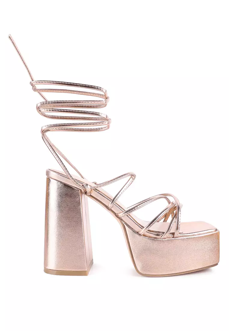 Lace up rose gold heels clearance