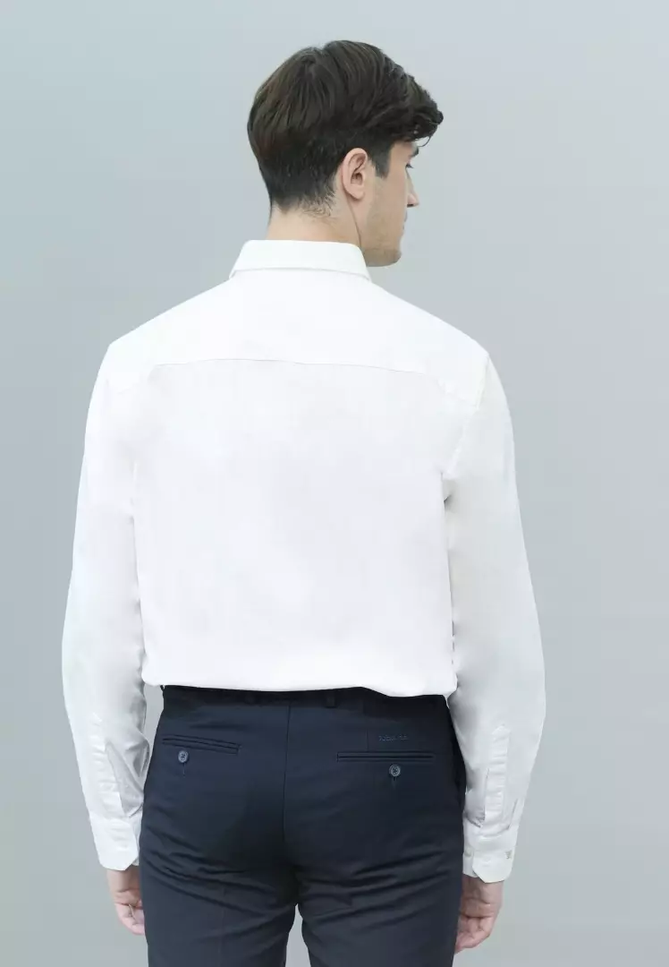 Johwnin - Slim Fit - Linen Katun - Kemeja Formal - Lengan Panjang - Putih - FSH.653.Q607.954.C-L/S
