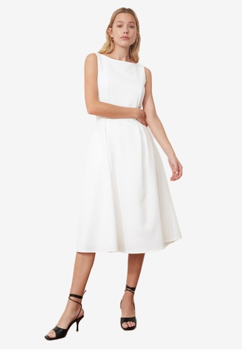 Trendyol white Pleated Dress 1D8BDAA59DE42DGS_1