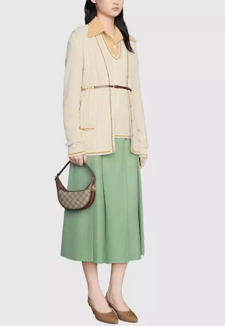 Gucci Ophidia GG Mini Bag Half-Moon Shaped Beige Ebony