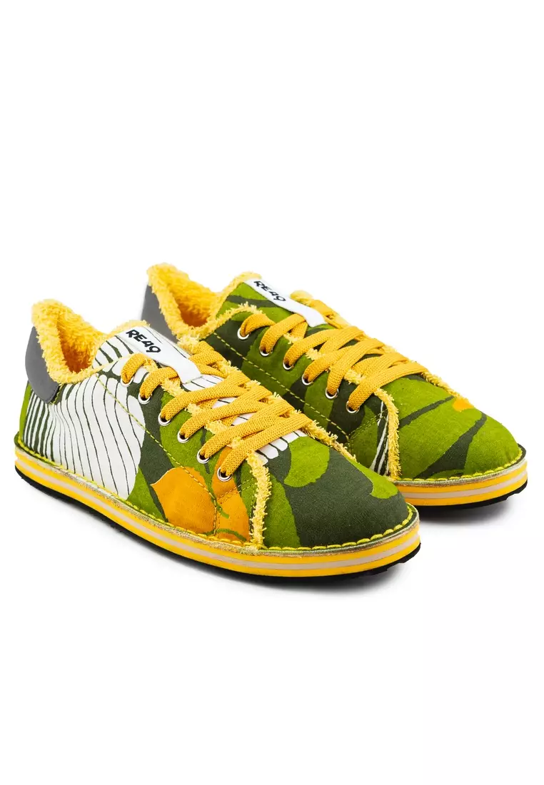 MARE LIFESTYLE Sneakers - Made from 100% Recycled Materials in Italy from Recycled beach beds and chairs fabric and car tyres for the soles. MARE LIFESTYLE sneakers - Green/Yellow