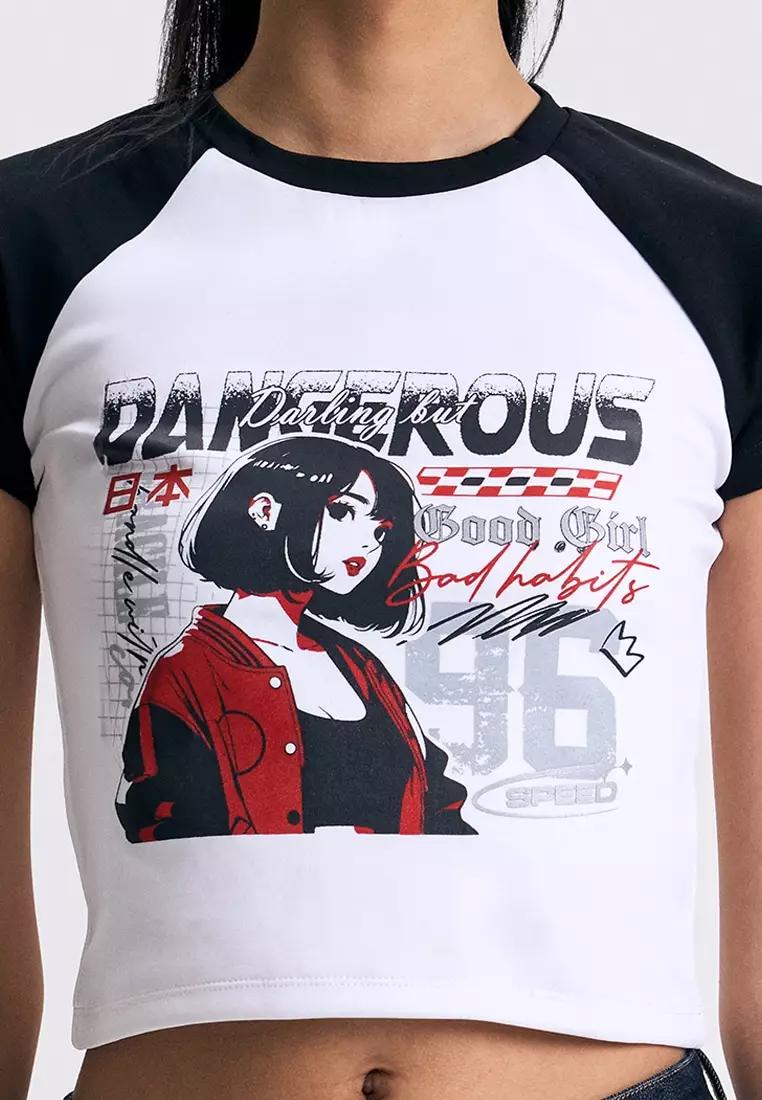 Graphic Slim Cropped T-Shirt