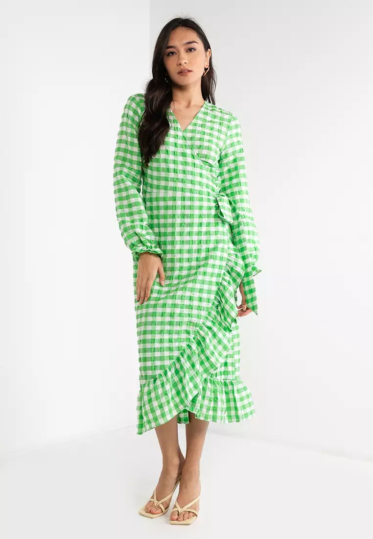 Gingham sale wrap dress