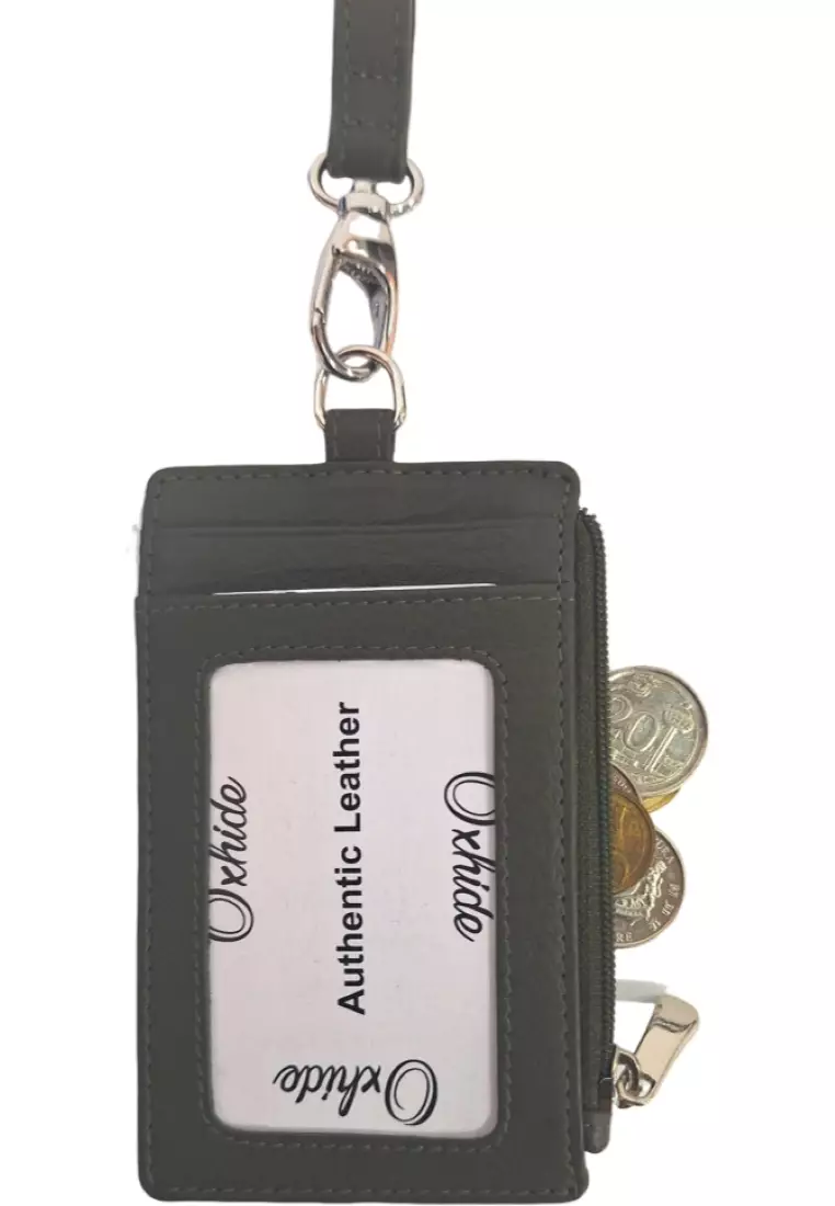Oxhide Leather Lanyard / ID card holder Leather 4164 Green
