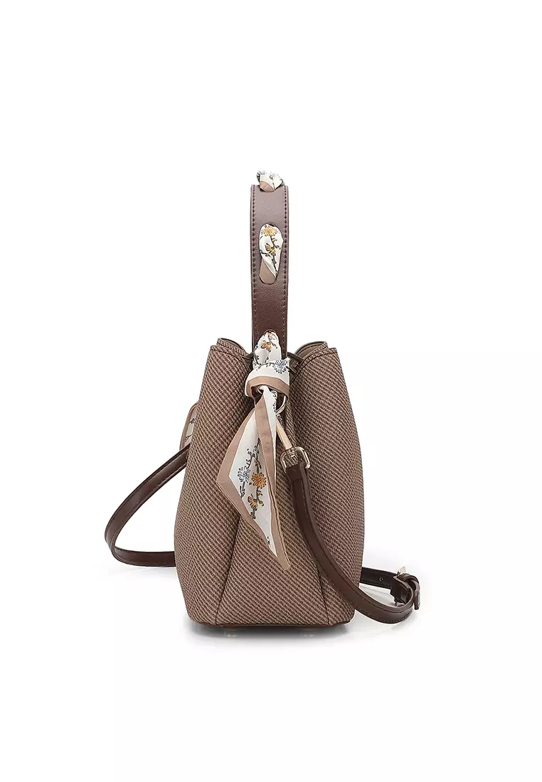 Women's Top Handle Bag / Sling Bag / Crossbody Bag / Shoulder Bag (Tas Tangan Wanita / Tas Selempang Wanita / Tas Bahu Wanita) - Cokelat