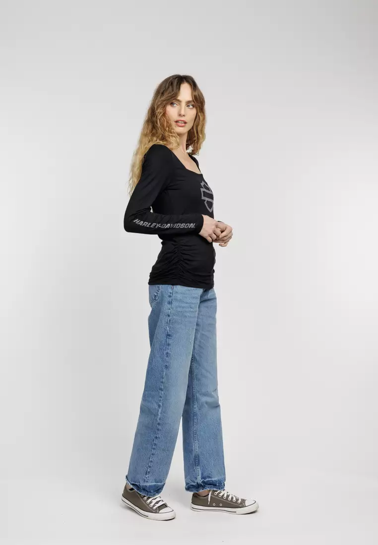 Harley-Davidson Bar & Shield Square Neck Long Sleeve Top