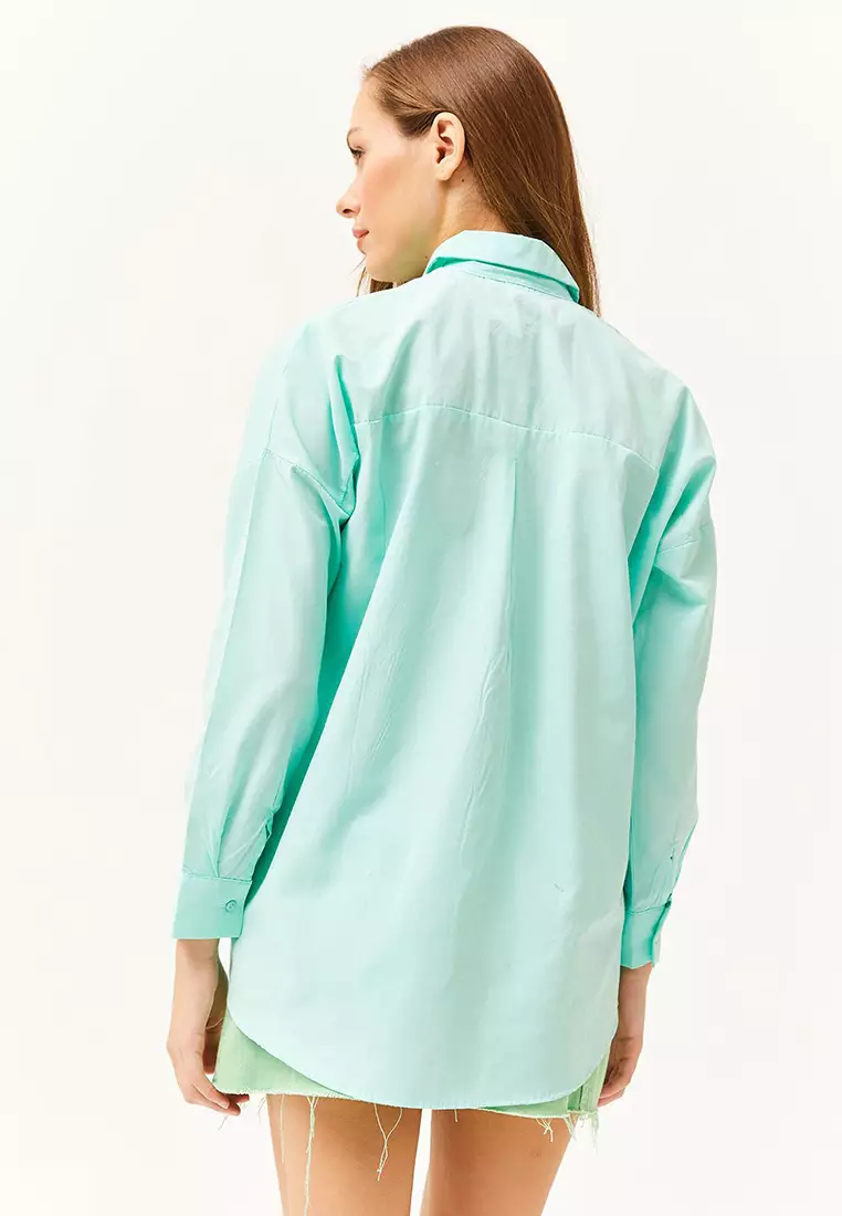 Sequin Oversize Poplin Shirt