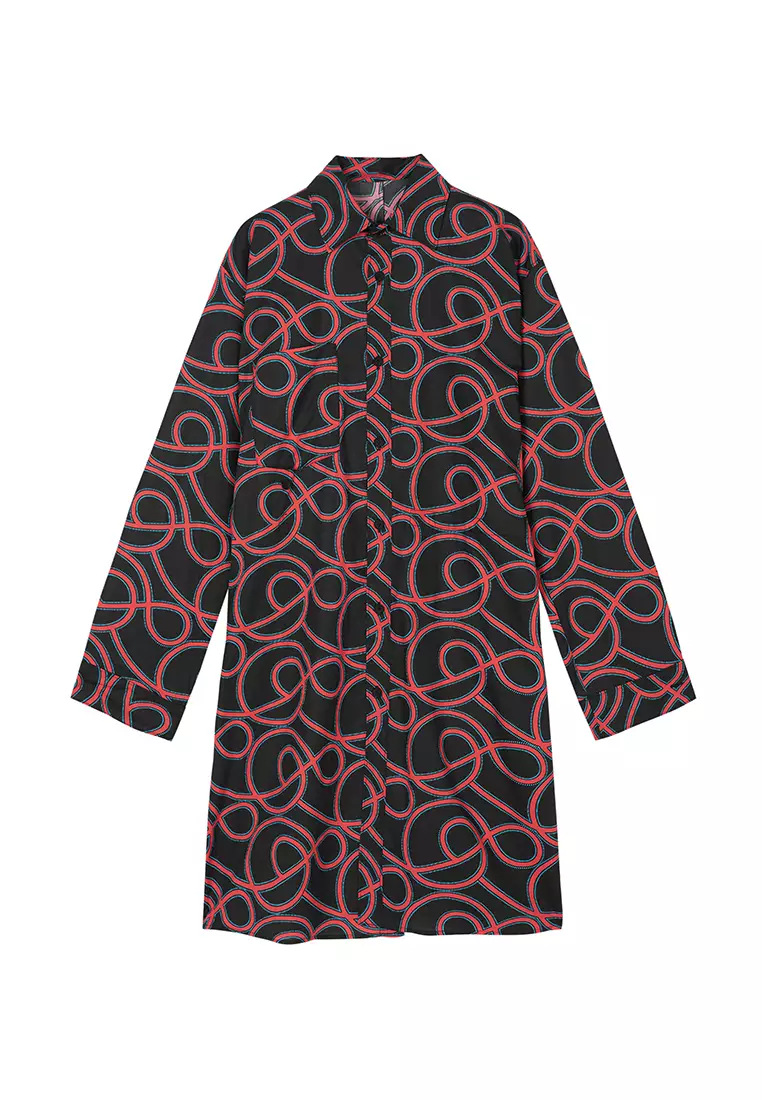 H型寬鬆日常休閒長袖連衣裙