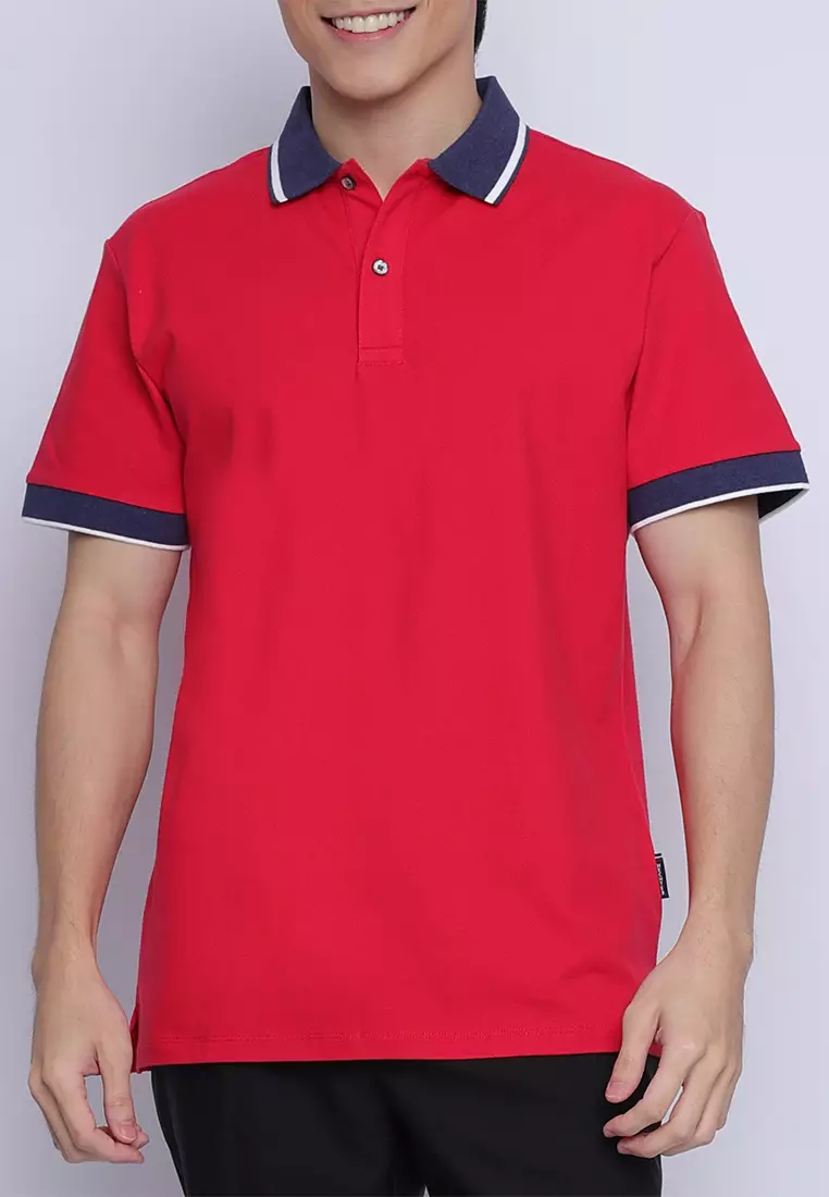 Plain Color Block Pique Polo Shirt