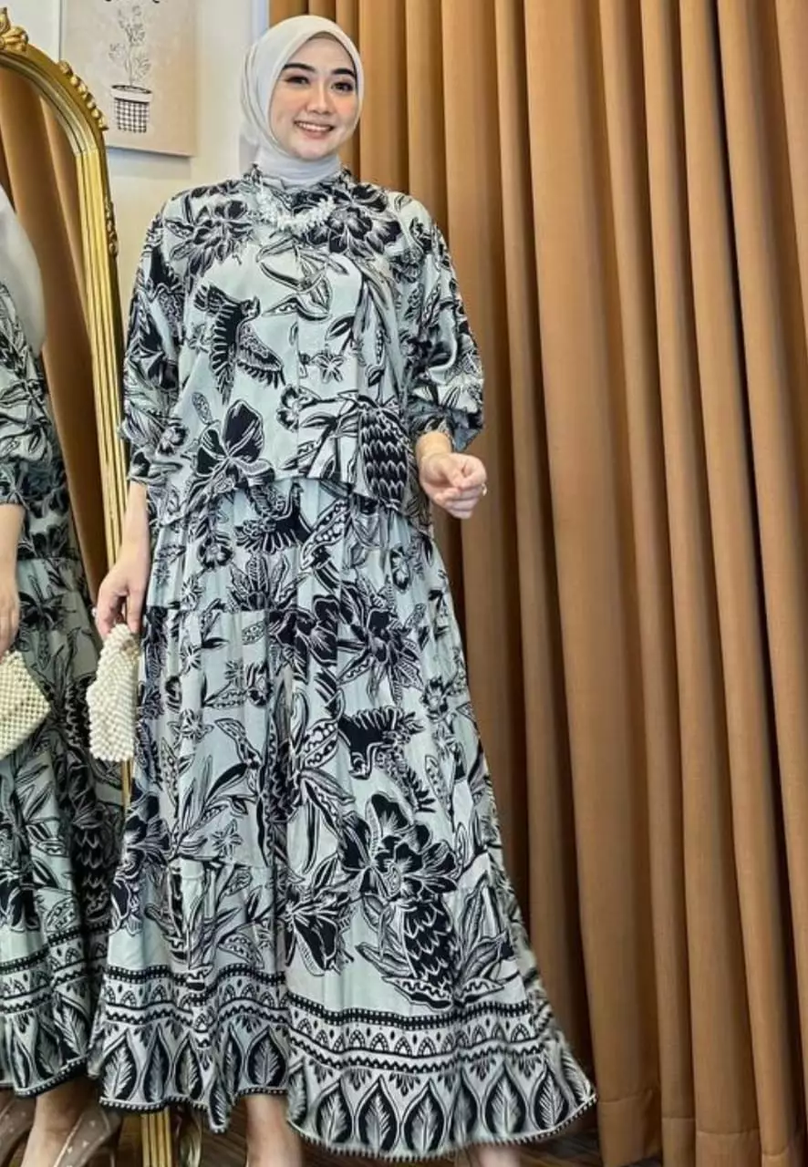 Viola Blue Grey Setelan Rok Premium Modern NAN