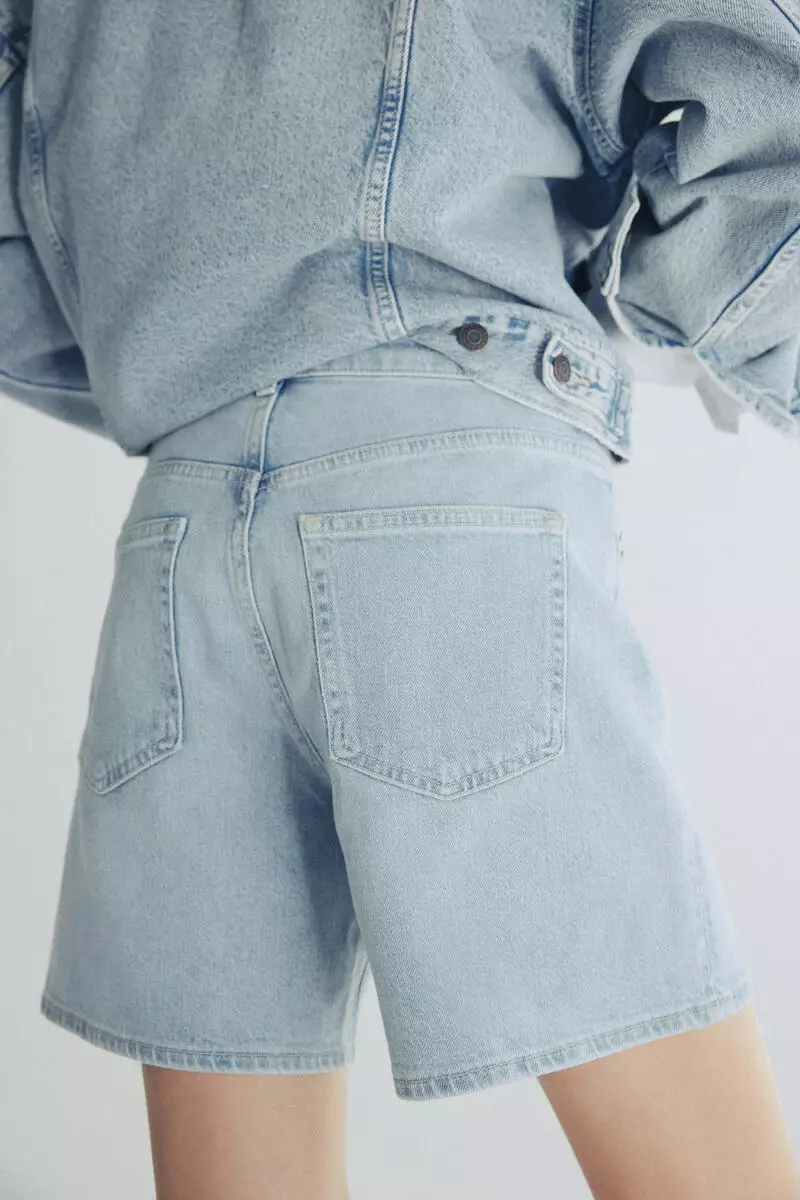 High-waisted denim shorts