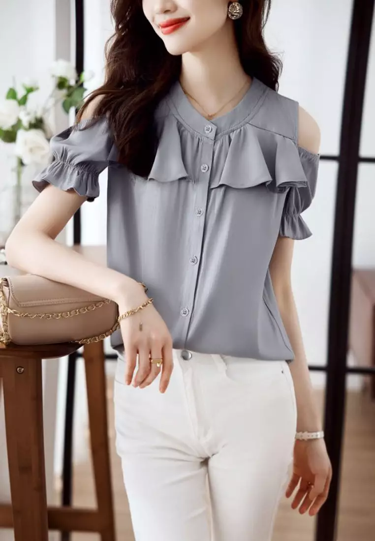 Buy Halo Cold Shoulder Ruffle Tops 2025 Online | ZALORA