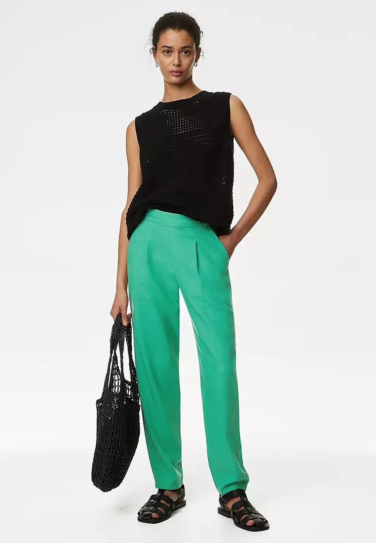 Linen Rich Tapered Trousers