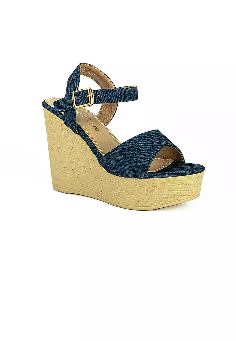 Womens blue wedge best sale sandals