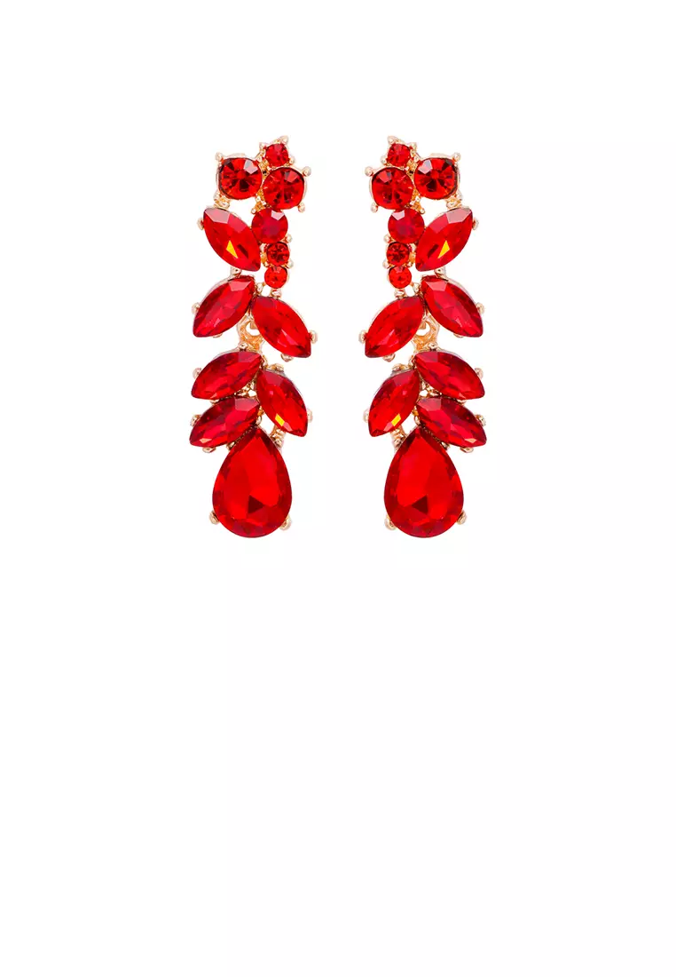 Red on sale earrings tassel