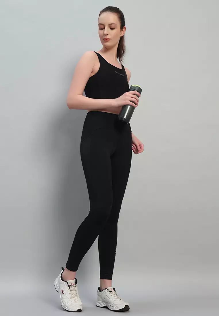 Legging Hitam Lycra Nilon Ultra-Stretch Wanita