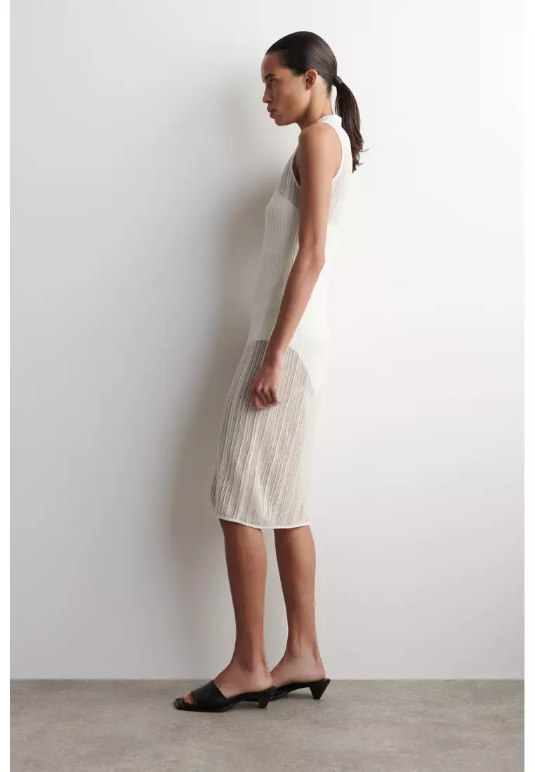 SHEER LACE-KNIT DRESS
