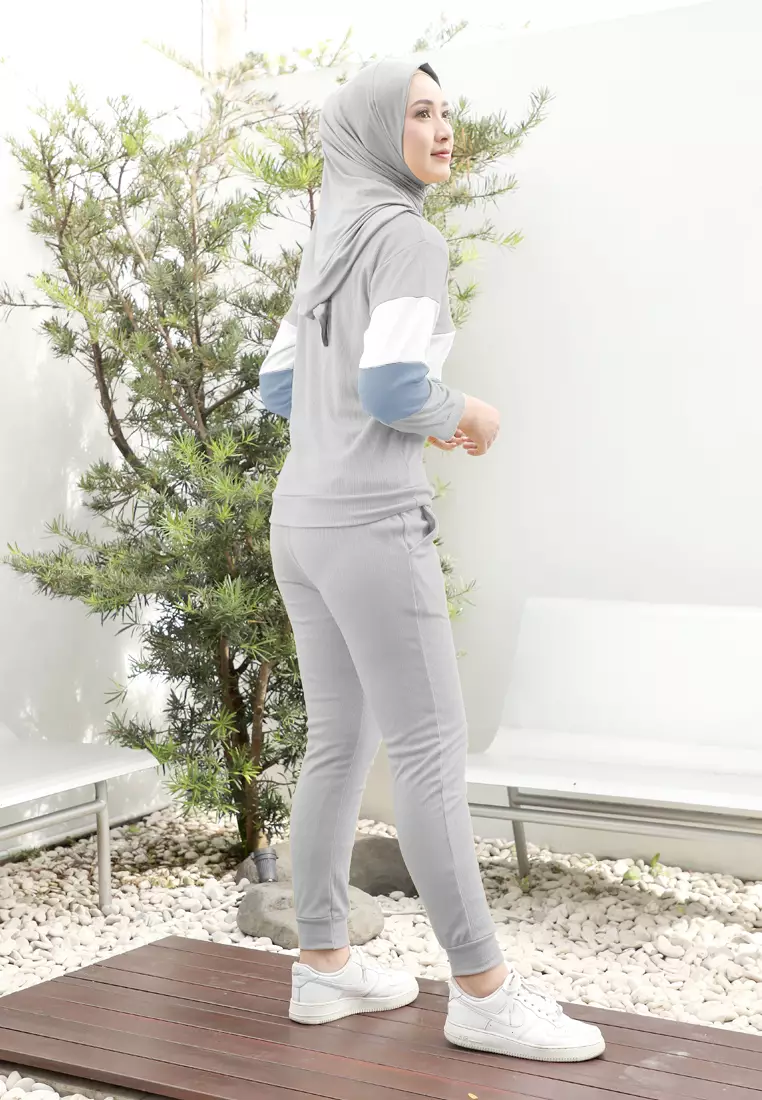 Training Set Olahraga Wanita Aestra Knit Palet Color - Silver Blue