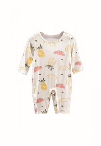 Viva Felicity white Long Sleeves Baby Bamboo Button Sleepsuit C82EFKA6938B8EGS_1