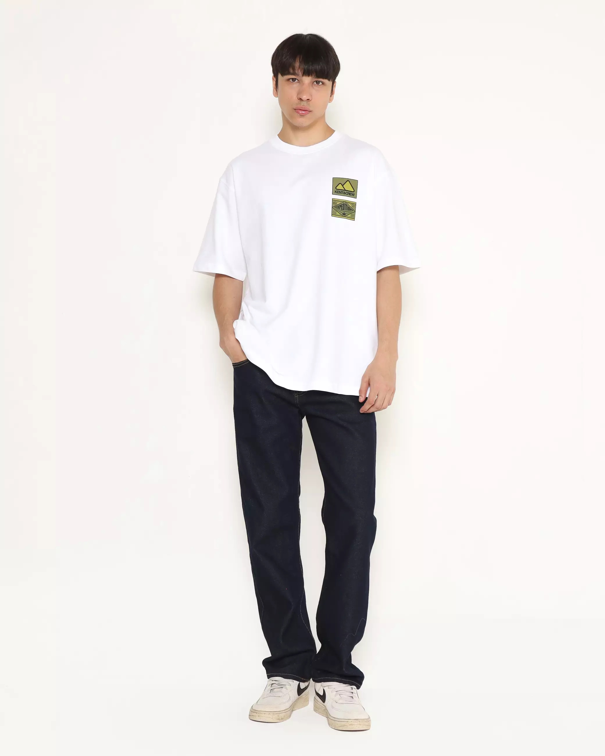 MEN'S WHITE PRINT CASUAL STREETWEAR SHORT SLEEVE T-SHIRT