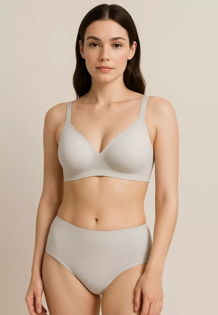 3 Pack Nadia Seamless Wireless Bra Bundle - Grey, Nude, Brown