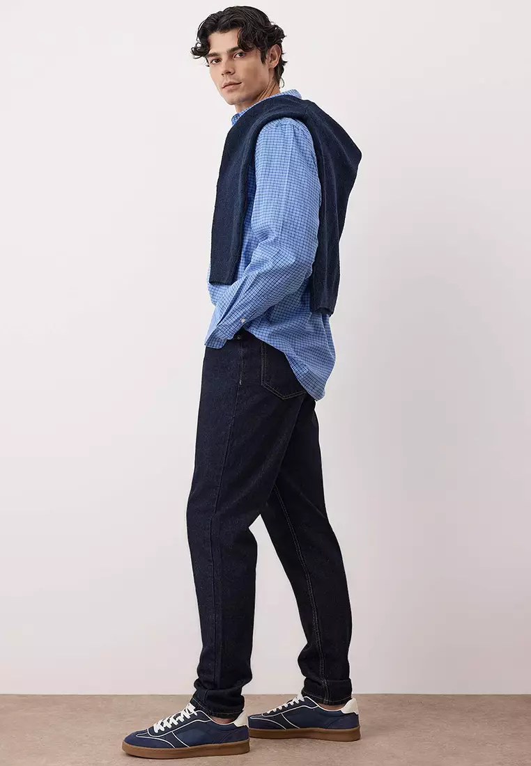 Dark Navy Essential Fit Tobacco Stitched Jeans