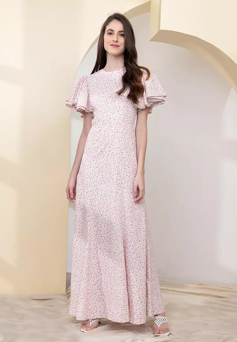 Flutter Sleeve Maxi Dress