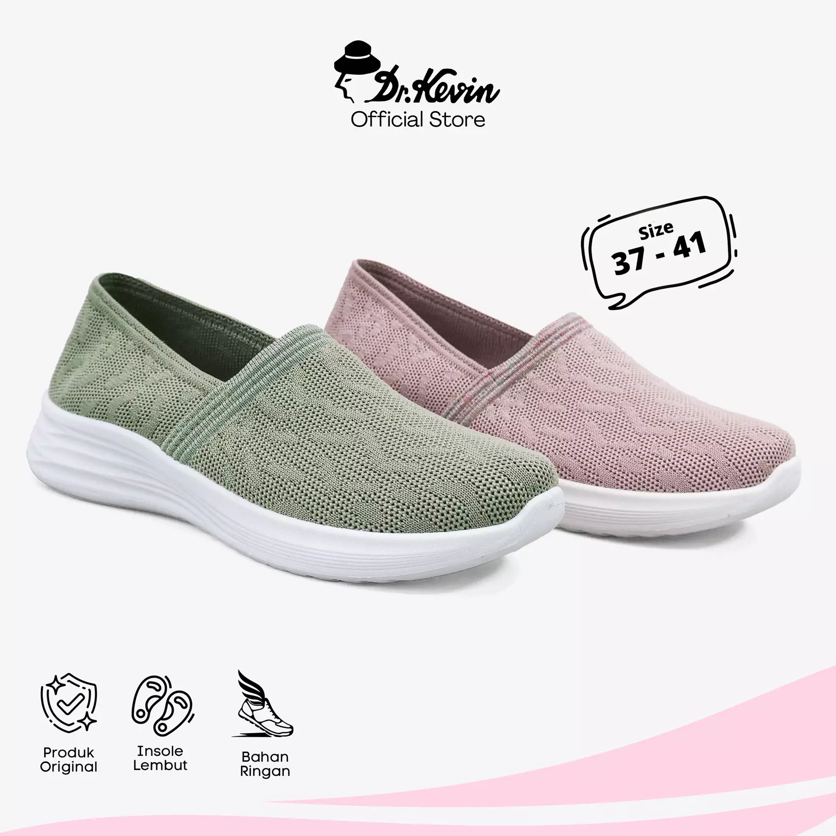 Dr. Kevin Sepatu Olahraga Sport Wanita Sneakers Rajut Slip On 559-010