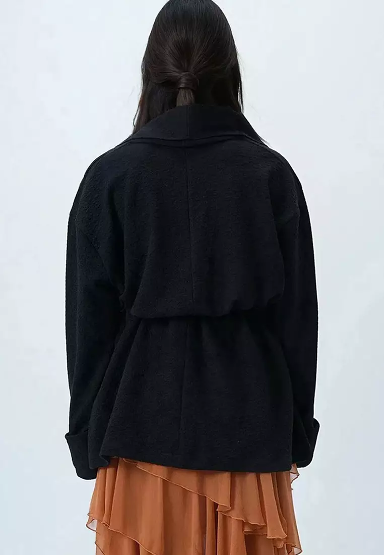 Shawl Collar Textured Jacket