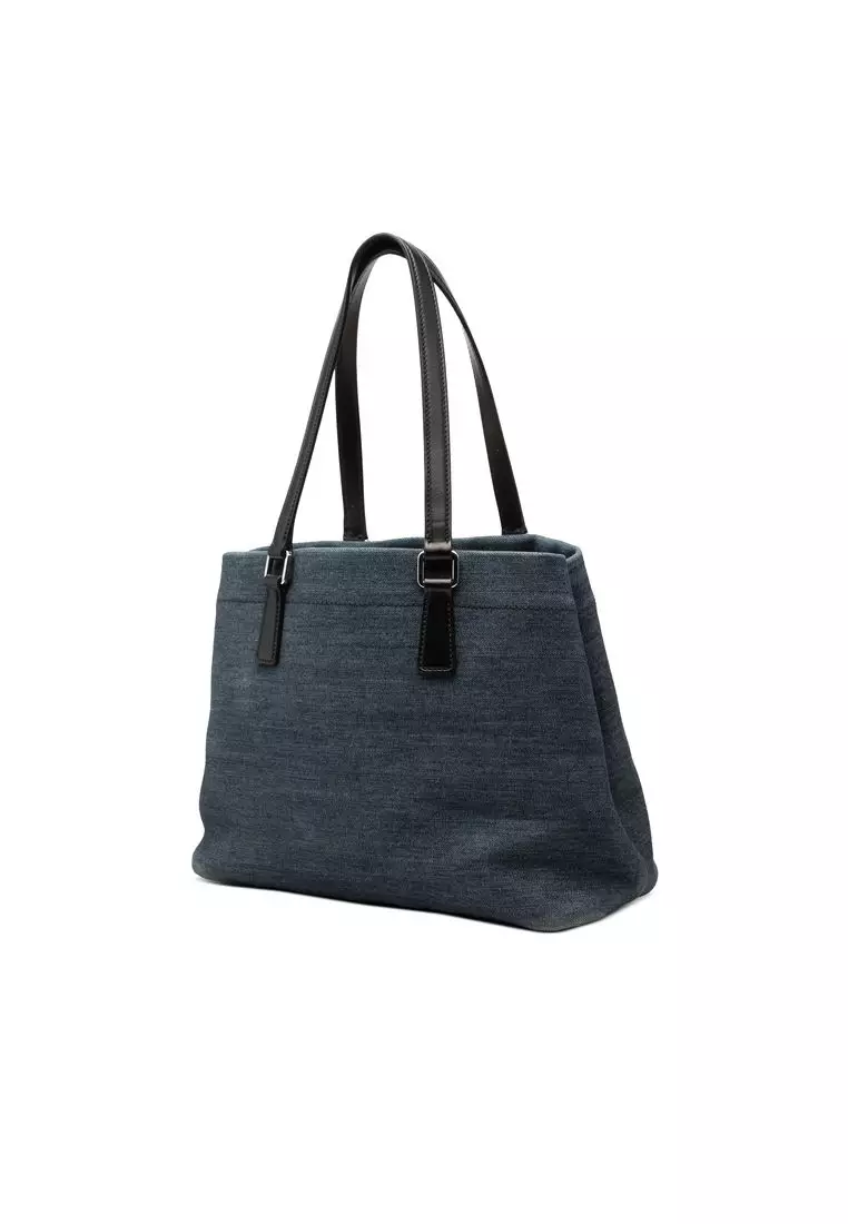 Pre-Loved Prada Logo Denim Tote